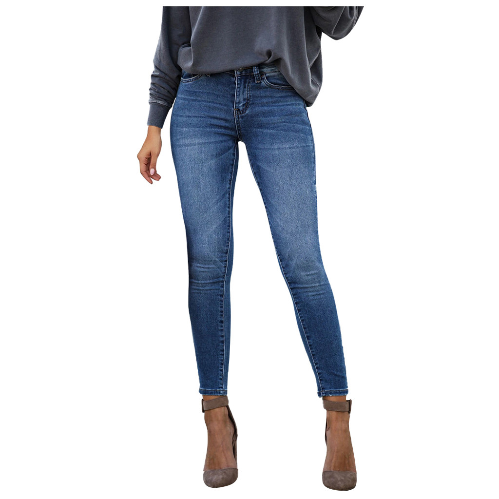 Slim fit denim cropped pants Blue - Shop at LoveMi