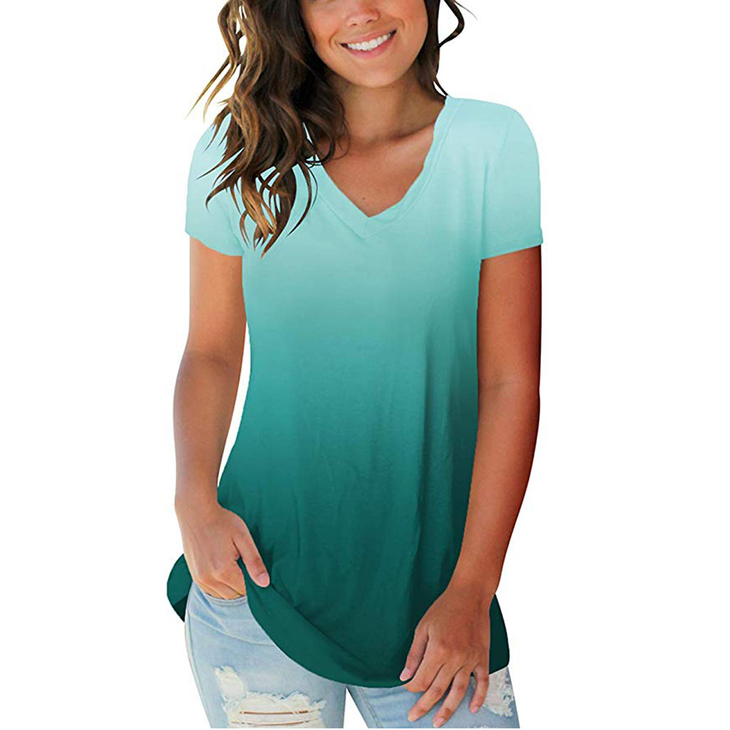 Gradient V-neck short sleeve