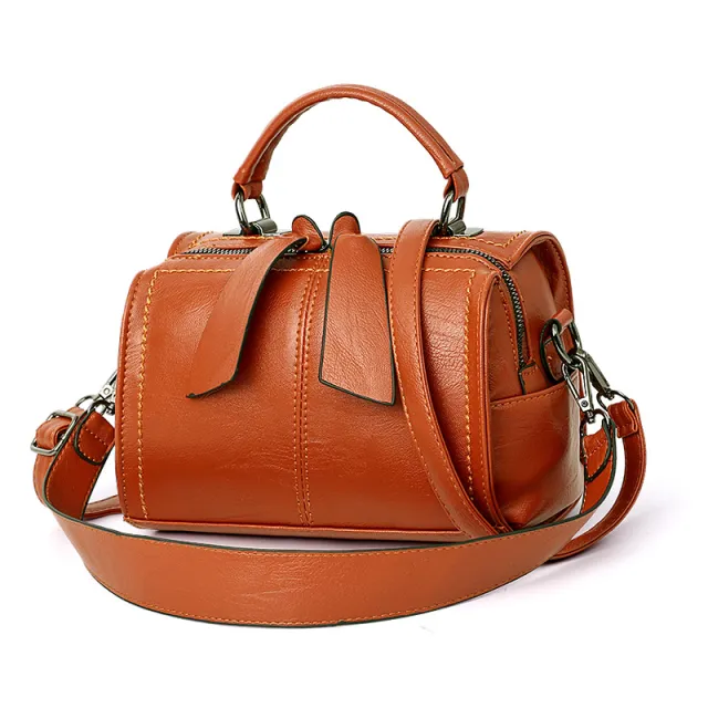 Soft leather Boston women's bag Brown - Shop at LoveMi