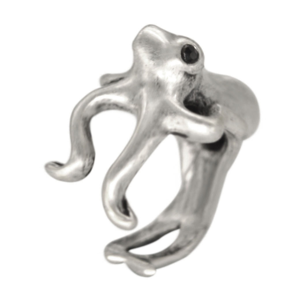 Octopus ancient silver vintage animal ring