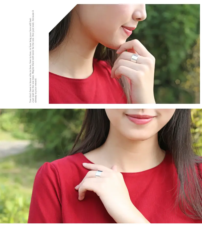 Simple wide face glossy ring