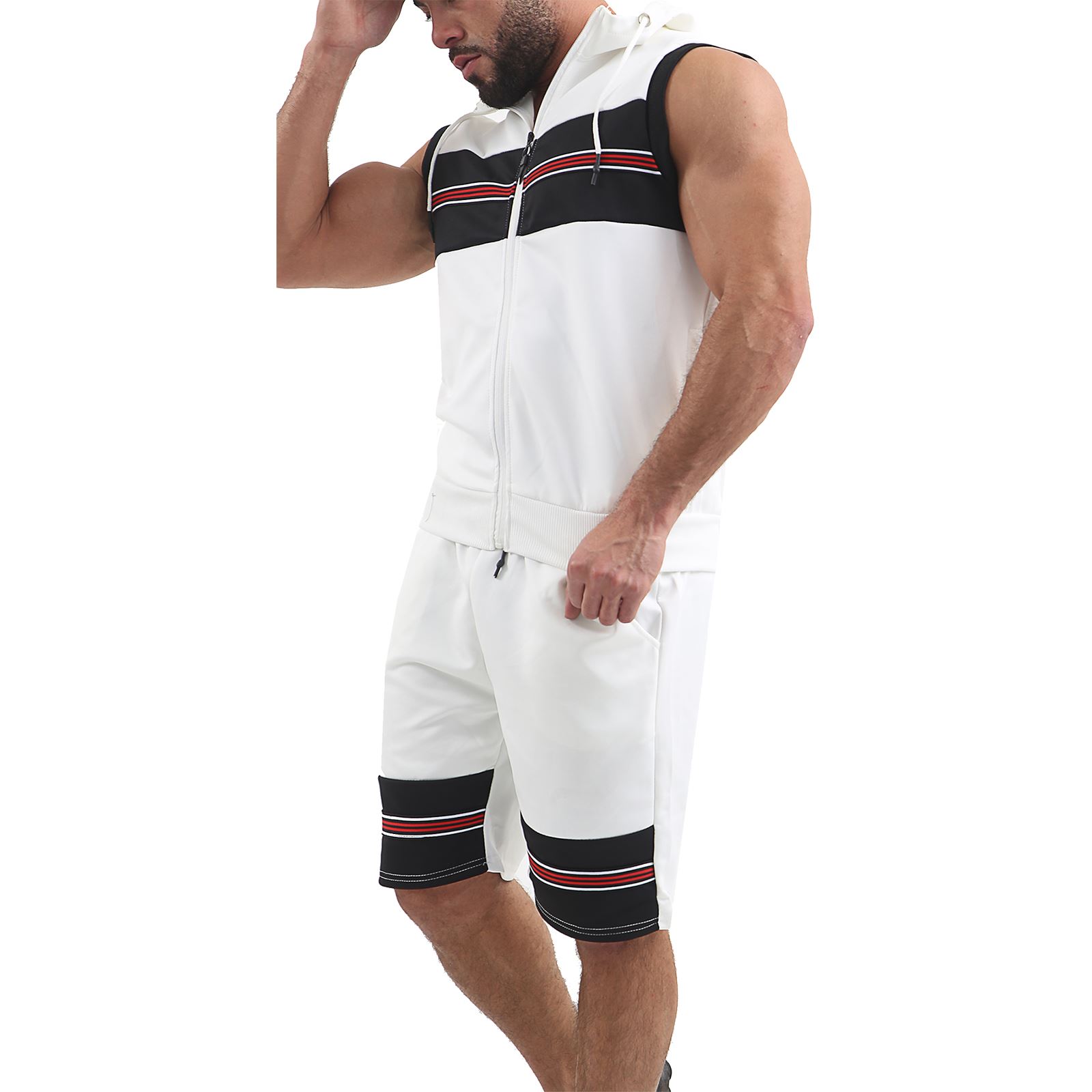 Fitness hooded sleeveless vest shorts