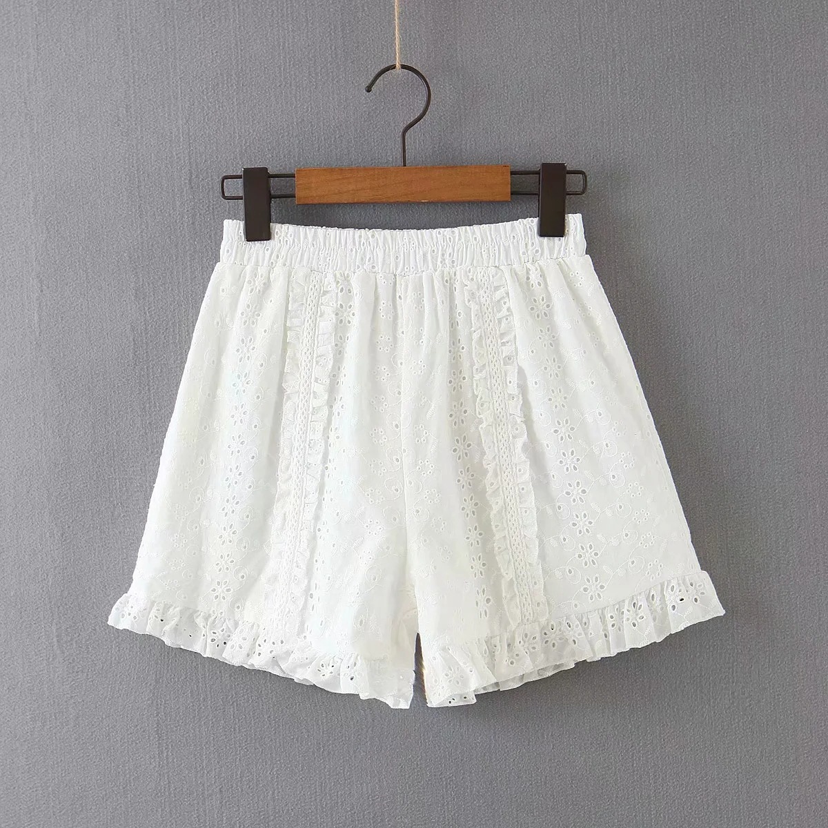 Elastic waist shirt lace side shorts suit
