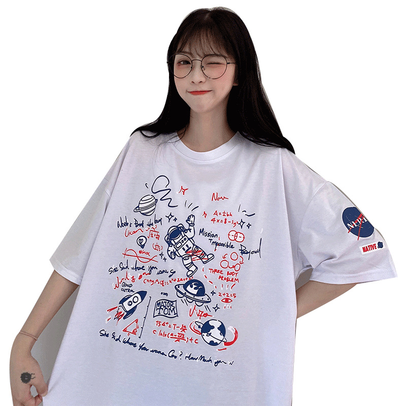 Loose cotton short sleeve T-shirt