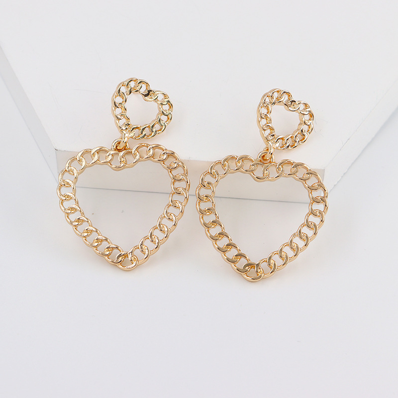 Peach heart alloy earrings