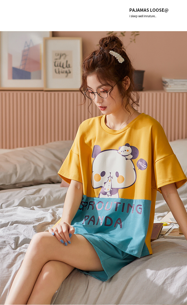 Title 6, Cute Sprouting Panda Short PJ Set