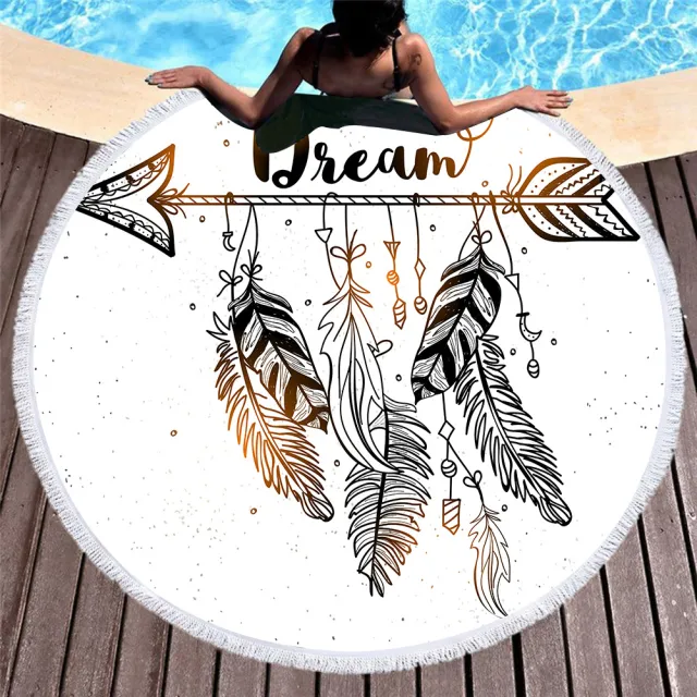 Round dream catcher printed beach towel 2Style 150X150Cm - Shop at LoveMi