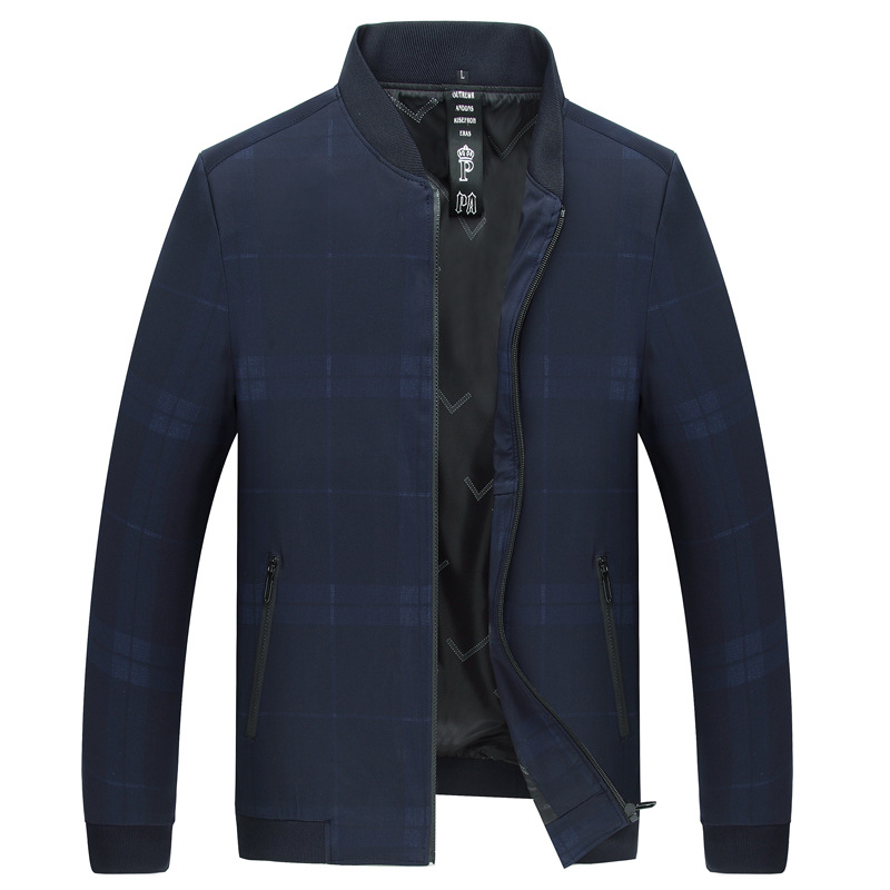 Men's Plaid Youth Stand Collar Men's Jacket