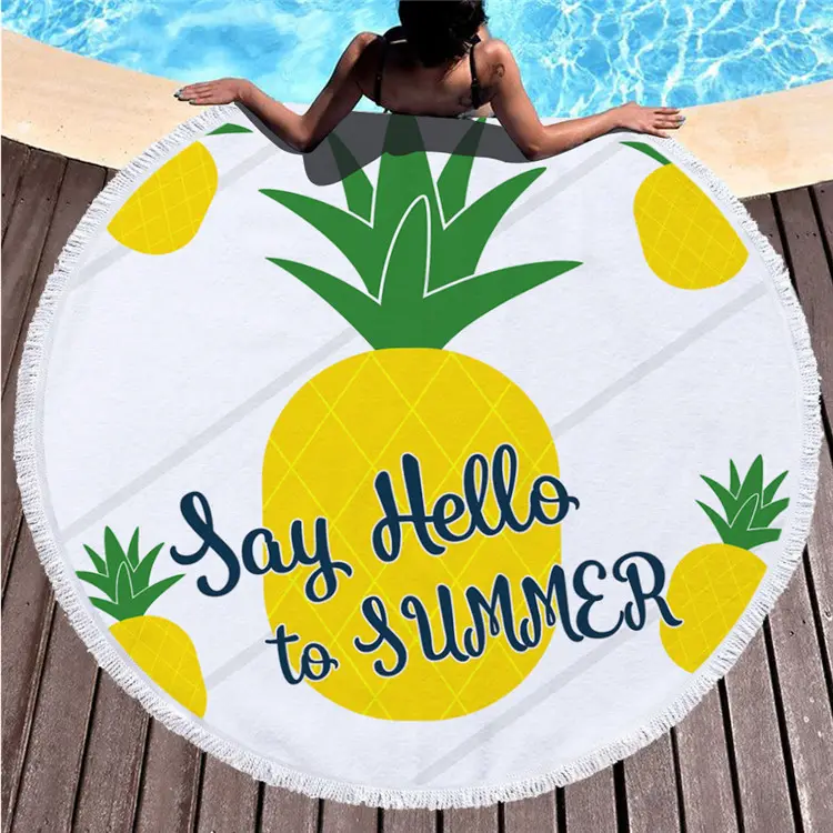Round printed beach towel shawl