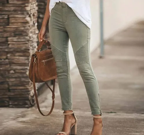Pleated slimming pants Army Green - Shop at LoveMi