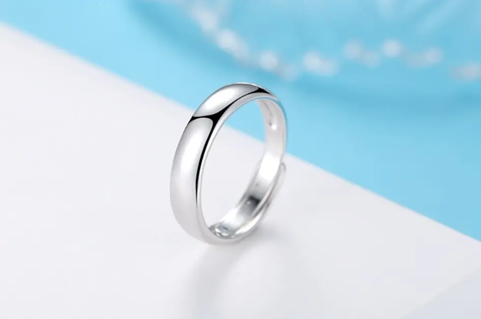 Glossy Ring Simple Men's Silver