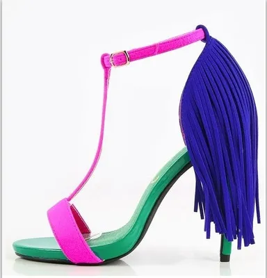 Tassel sexy high-heeled sandals - Blue
