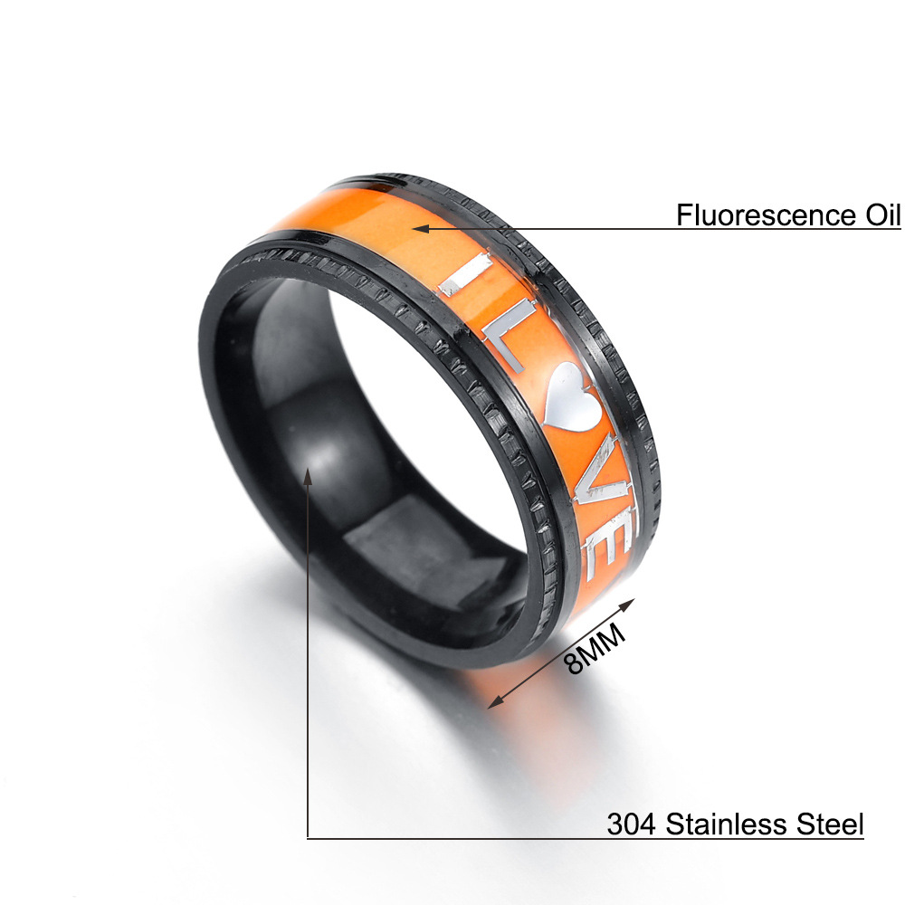 Letter luminous ring stainless steel couple
