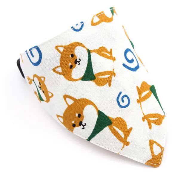 Saliva towel dog Japanese saliva triangle scarf - White