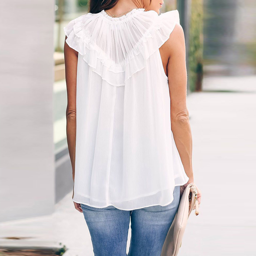 Ruffled chiffon vest