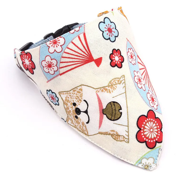 Saliva towel dog Japanese saliva triangle scarf - White 01