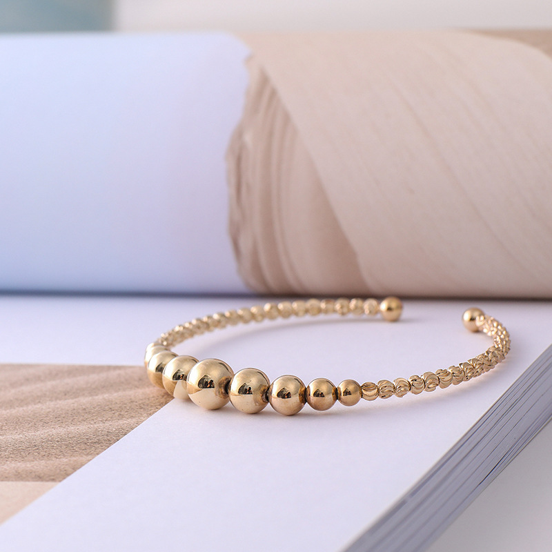 Gold-plated brass bead bracelet