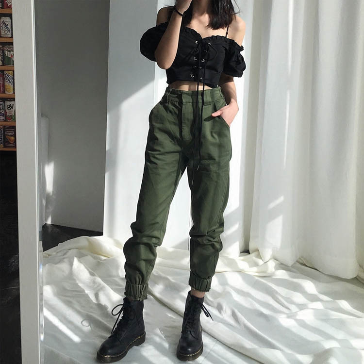 High waist overalls loose casual harem pants