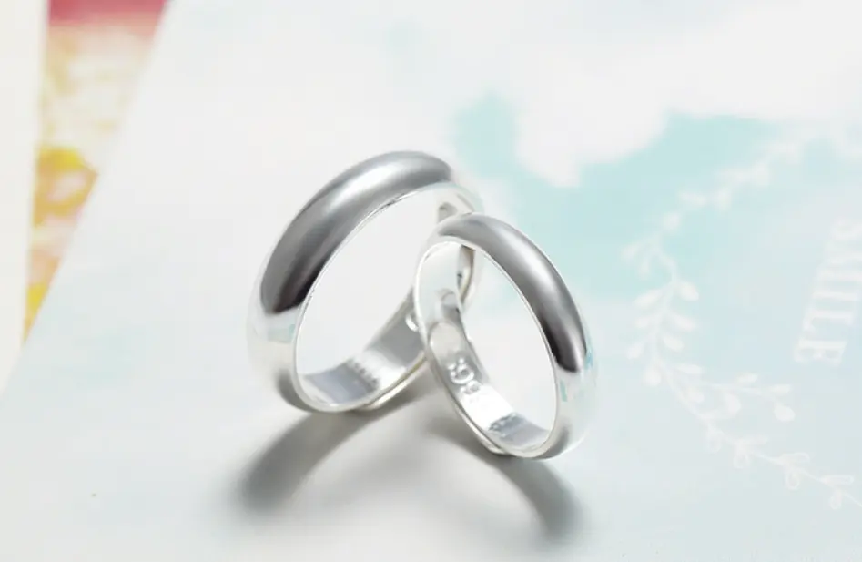 Glossy Ring Simple Men's Silver