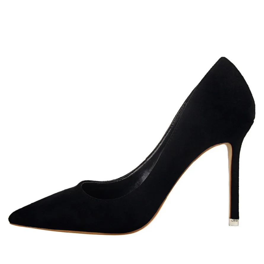 Suede stiletto party pointy heels - Black