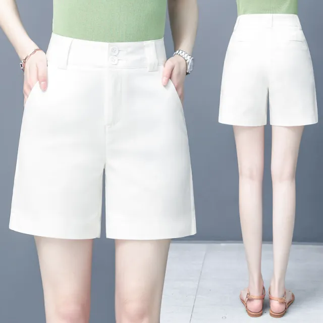 High waist a line suit 5 points shorts White - Shop at LoveMi