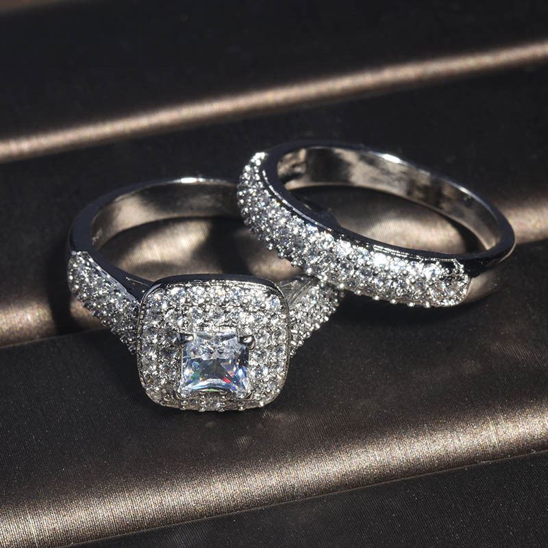 Couple Princess Square Diamond Ring