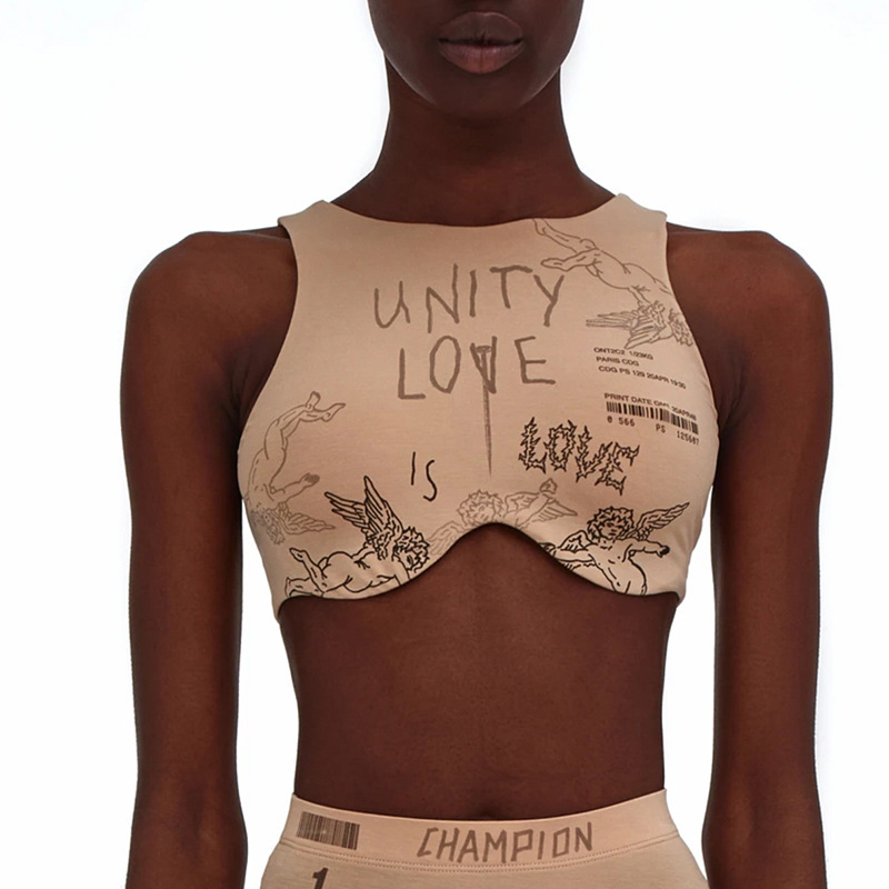 Letter printed irregular vest