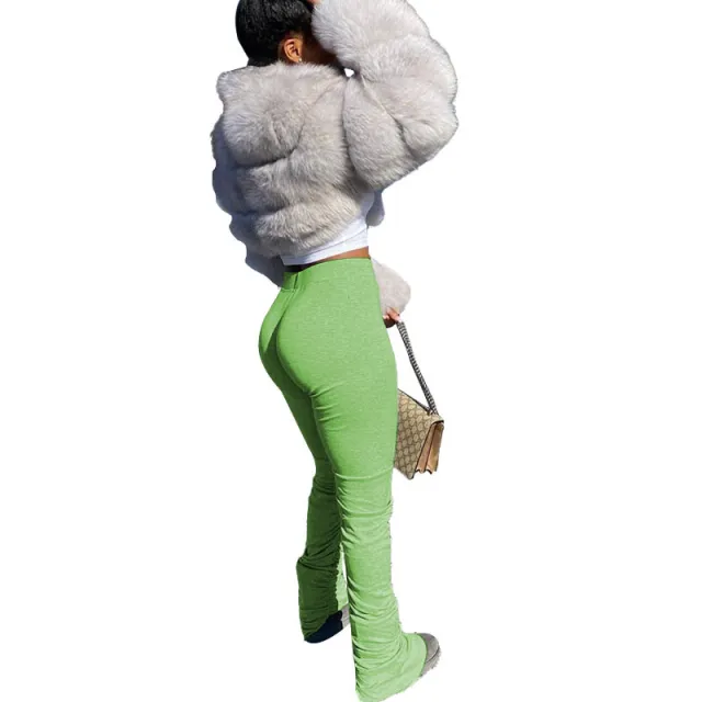Elastic waist casual pants Green - Shop at LoveMi