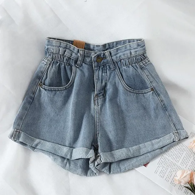 Women's high waist denim shorts Wathet Xxl - Shop at LoveMi