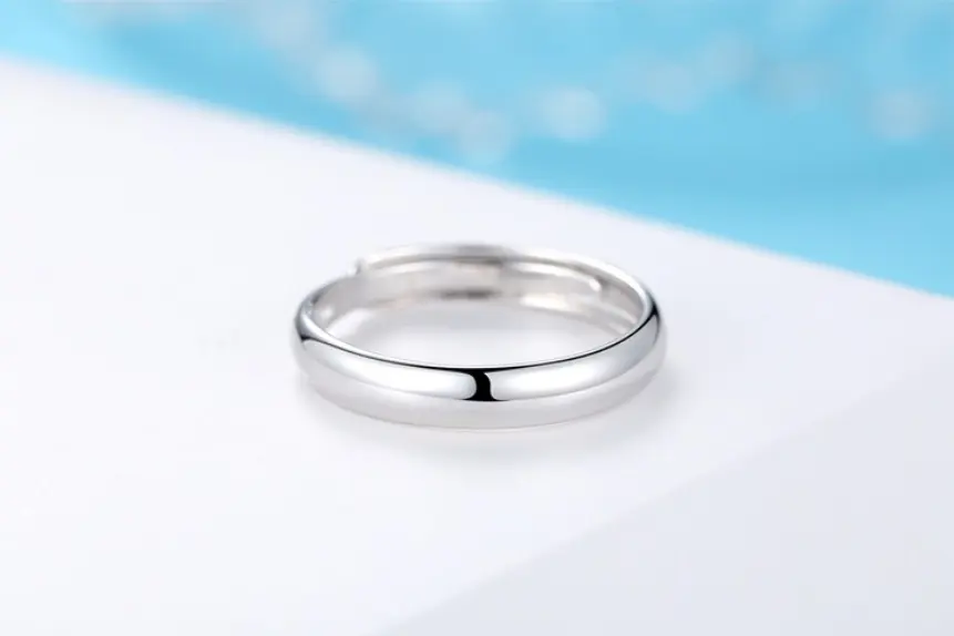 Glossy Ring Simple Men's Silver
