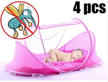 Baby foldable encrypted zipper mosquito net Pink - Shop at LoveMi