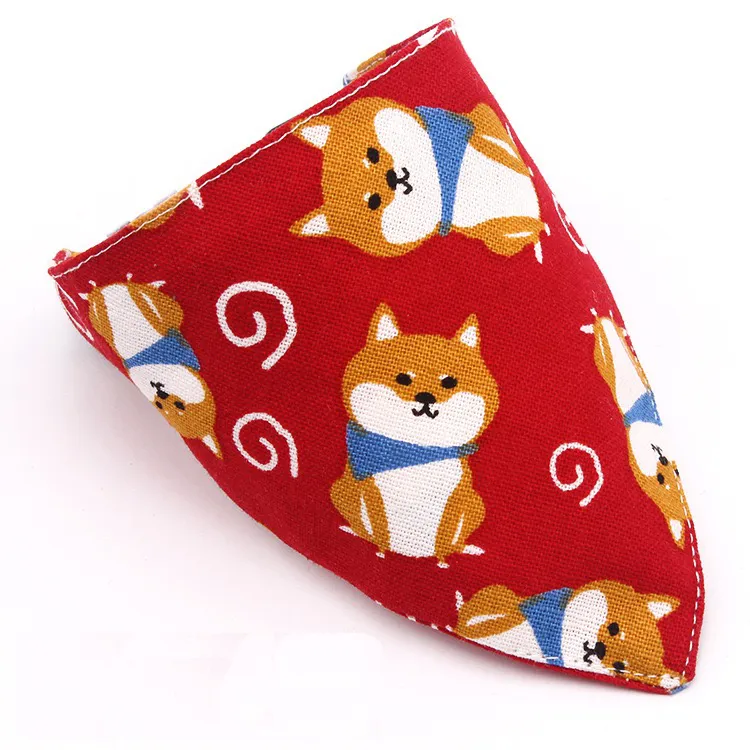 Saliva towel dog Japanese saliva triangle scarf - Red