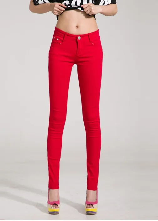Color pencil pants slim slimming candy colored pants Red - Shop at LoveMi