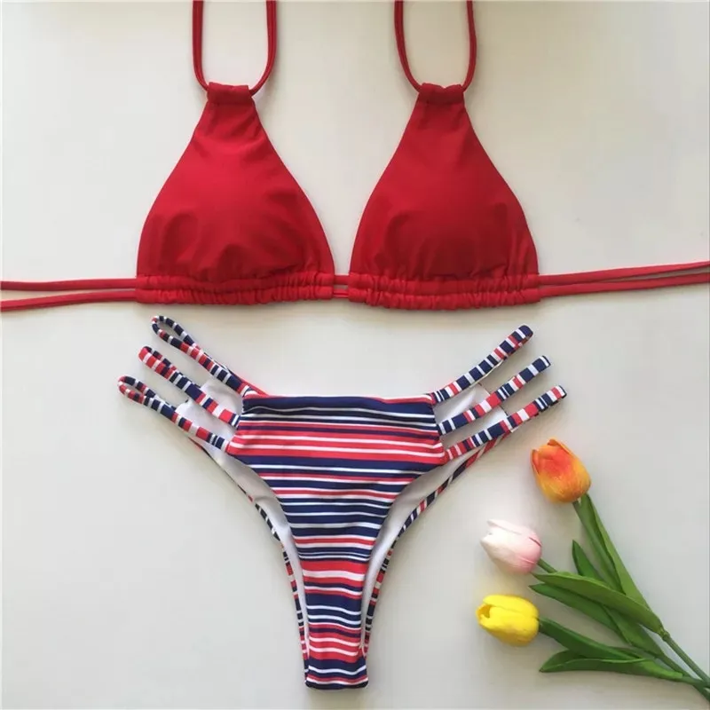 Women's Scarlett String split Bikini - Red