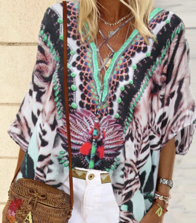 V-neck print comfortable top