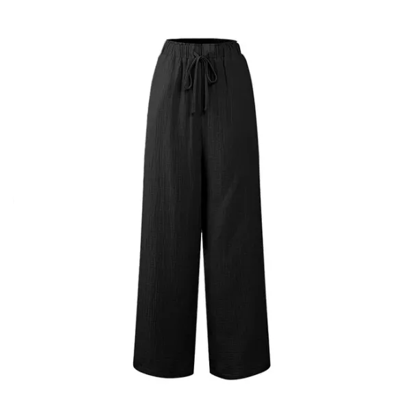 Very beautiful linen pants wide leg pants Black - Shop at LoveMi