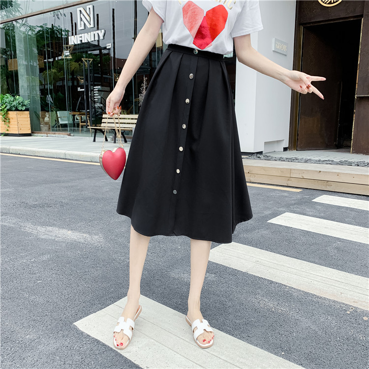 Single-breasted pleated skirt