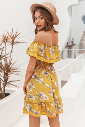 One-shoulder ruffle dress