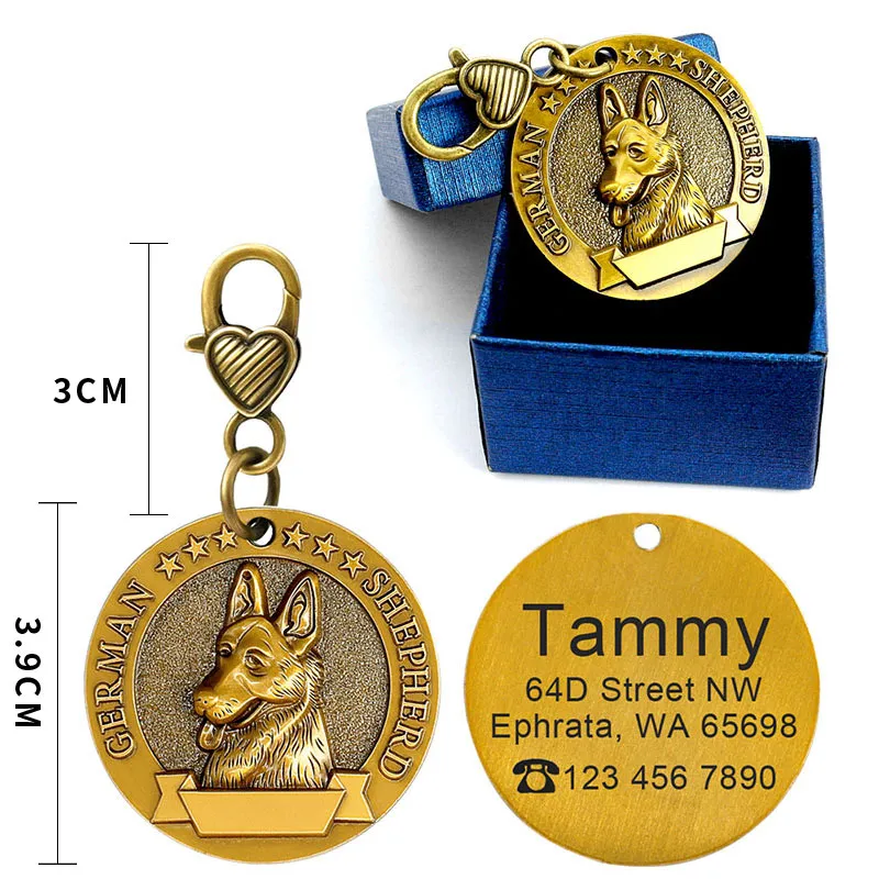 Custom Metal Engraved Dog ID Tag Anti-lost Identity Card - Demu