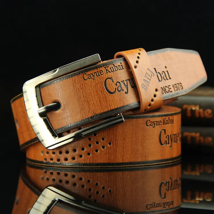 Pin Buckle Belt Men's Retro Hollow Casual