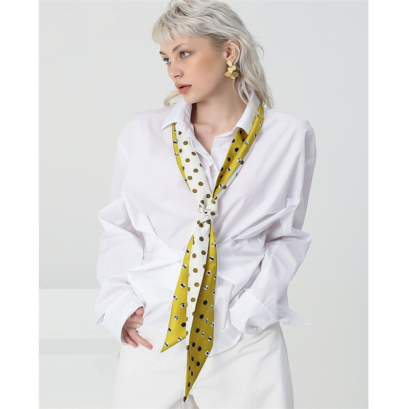 Polka dot printed silk scarf