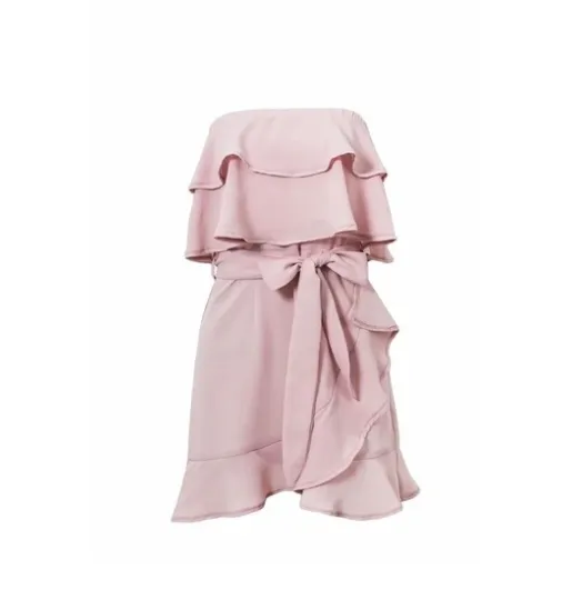 Tube top solid color dress - Pink