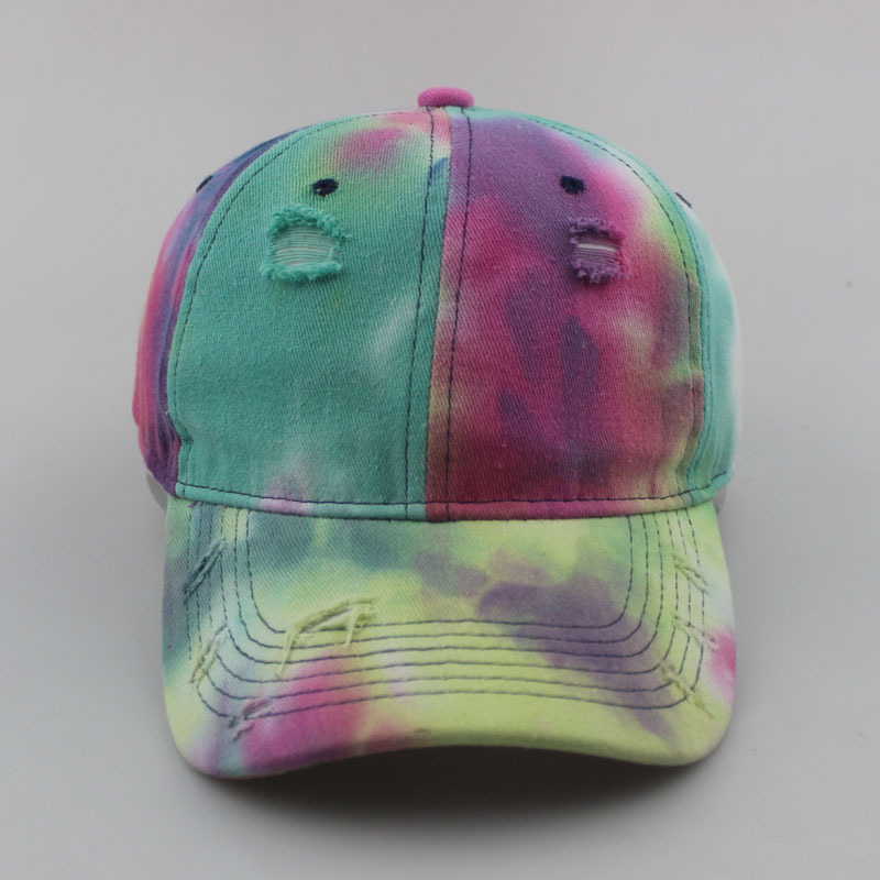 Retro gradient colorful hole tie-dye baseball cap