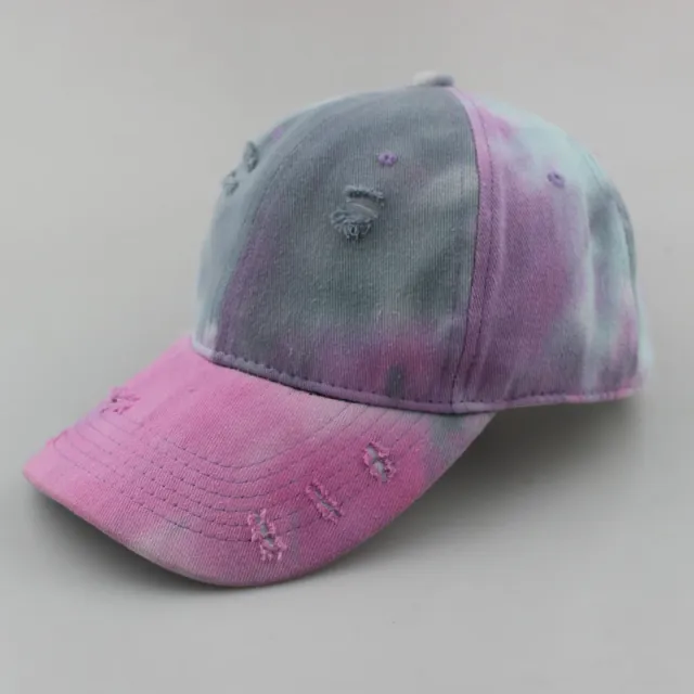 Retro gradient colorful hole tie dye baseball cap Grey - Shop at LoveMi