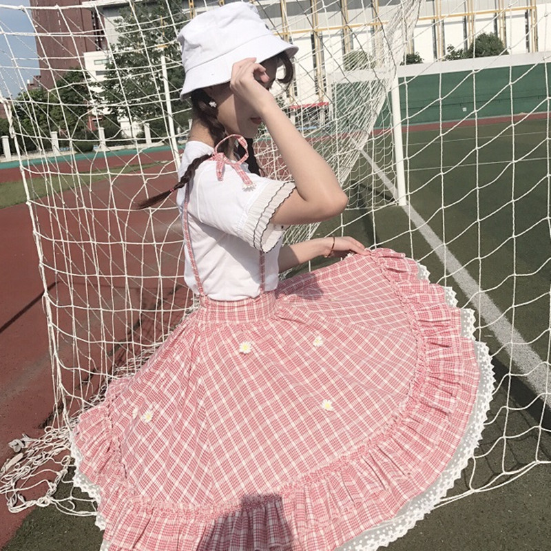 Girls Lolita high waist suspender skirt