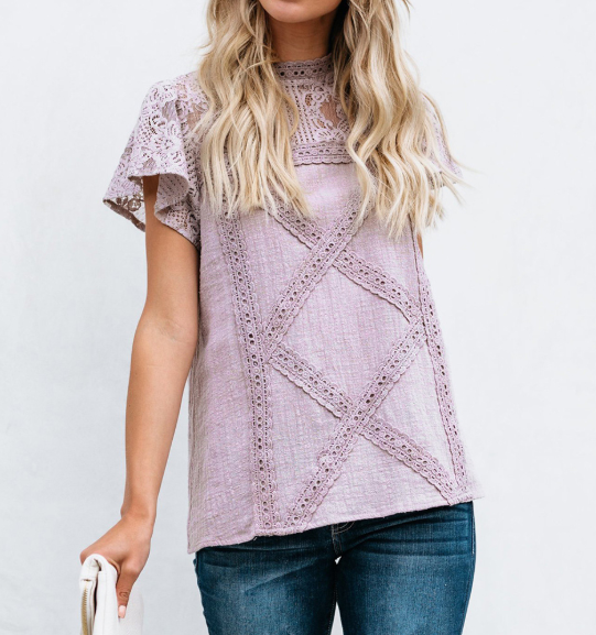 Lace short-sleeved