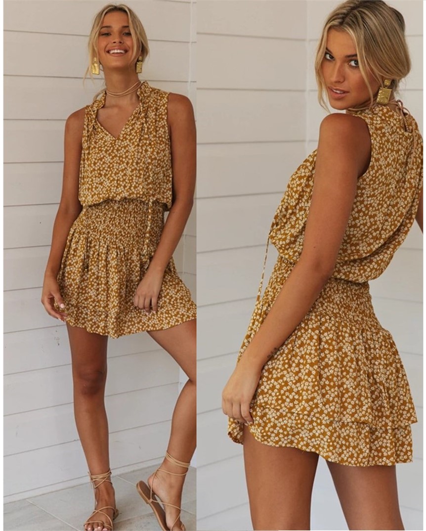 Sleeveless printed dress