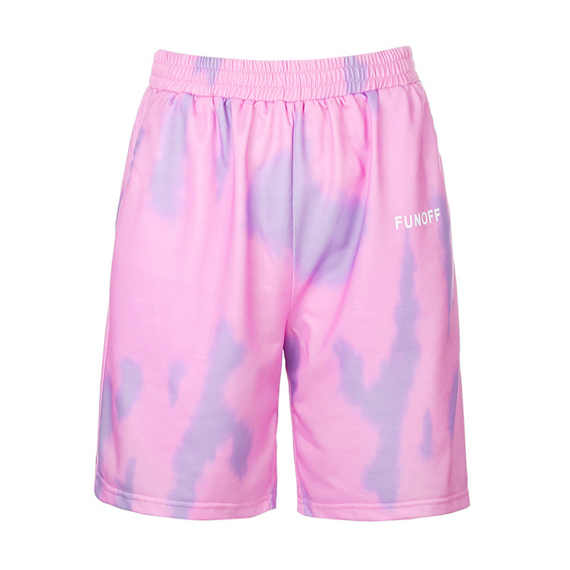 Tie dyed elastic loose high waist hot pants Purple - Shop at LoveMi
