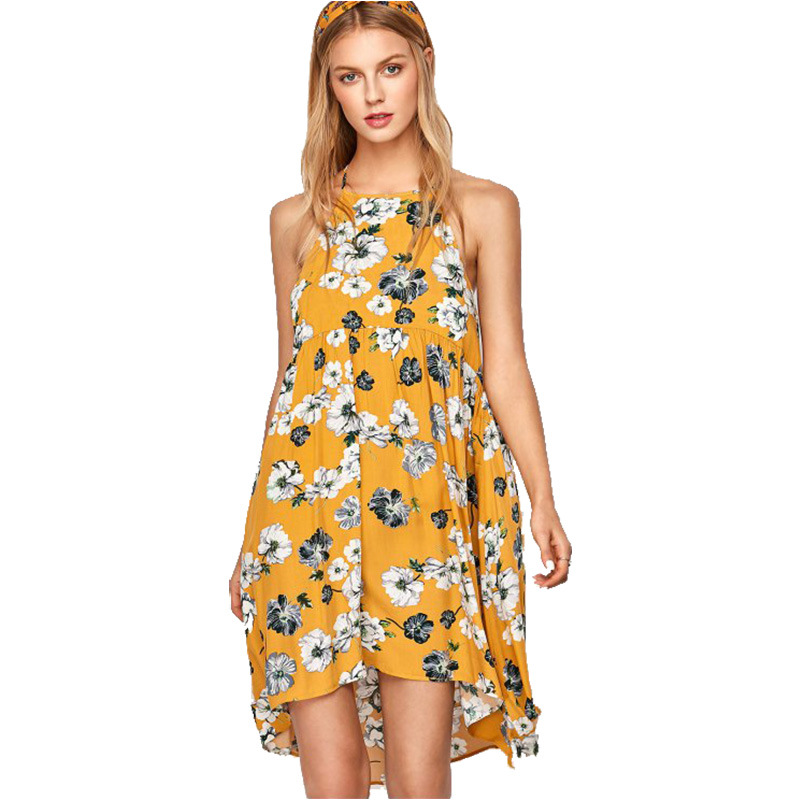 Sleeveless printed vintage dress