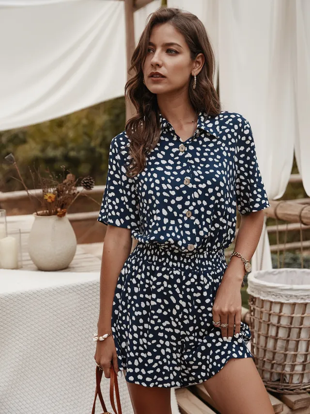 Small floral shirt jumpsuit Blue - Shop at LoveMi